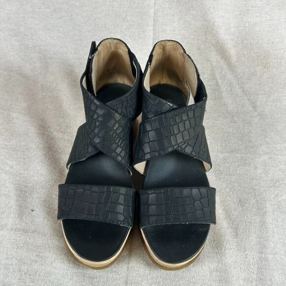 Dr Scholls Women Leather Animal Print Wedge Sandals Size 8W Strappy Boho Comfort - Picture 2 of 11